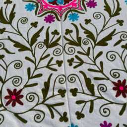 Cotton Suzani Quilt - Handmade Artisan Embroidery, Vibrant Folk Textile, Bohemian Reversible Throw - thumbnail 3