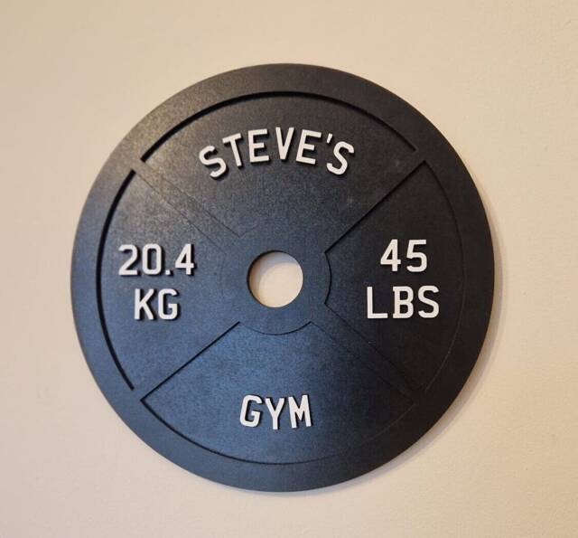 Barbell Weight Lifting Gym Plaque, Sign, Personalised 45 lbs Fitness, Exercise, Plate, Personal Trainer, Novelty Gift, Gift Set - image 1