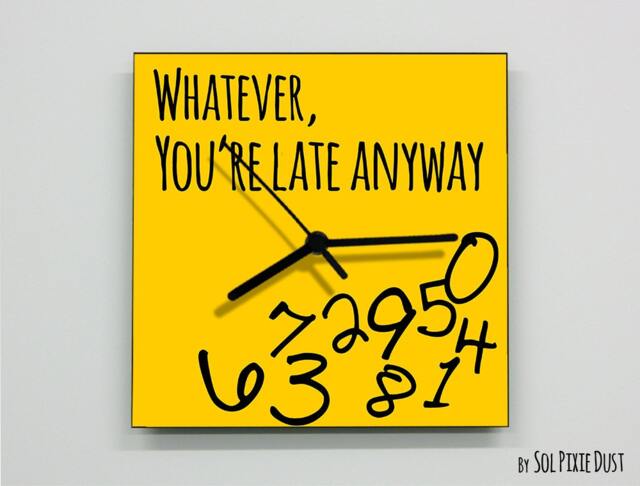 Whatever, You're Late Anyway/Square Yellow - Wall Clock - image 1