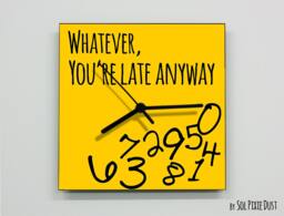 Whatever, You're Late Anyway/Square Yellow - Wall Clock - thumbnail 1