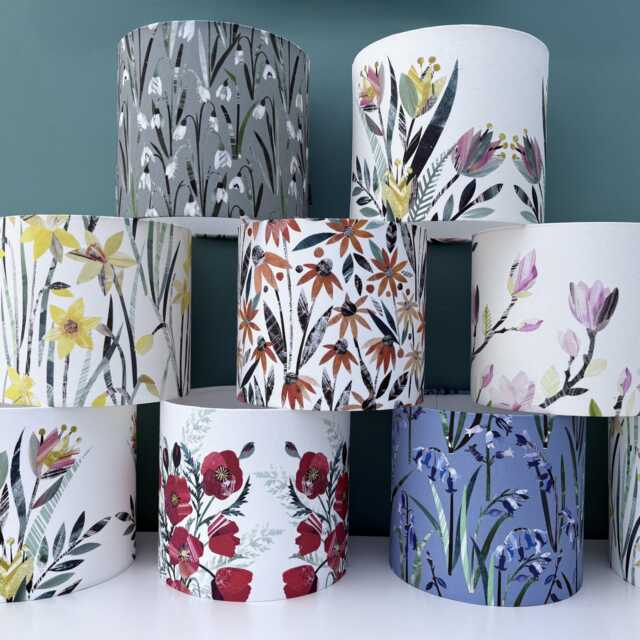 Handmade Floral Lampshades - Unique Floral Fabric Designs From Original Artwork Botanical Decor Gift For Home, Made in The UK - image 1