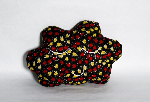 Cloud Cushion Soft Decorative Pillow Viscose All Printed Little Yellow Red Flowers Embroidered Serene Face Too Cute - image 1