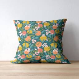 Outdoor Pillows - Weatherproof Garden Cushions Capri Citrus Fruit Pattern Green, Orange Yellow Decorative Waterproof Home Decor - thumbnail 3