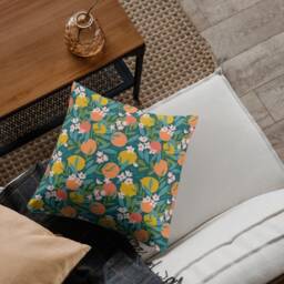 Outdoor Pillows - Weatherproof Garden Cushions Capri Citrus Fruit Pattern Green, Orange Yellow Decorative Waterproof Home Decor - thumbnail 2