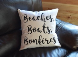 Beaches, Boats, & Bonfires Lake Quote Pillow Handmade Decorative Throw - thumbnail 1