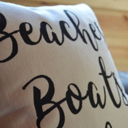 Beaches, Boats, & Bonfires Lake Quote Pillow Handmade Decorative Throw - thumbnail 2