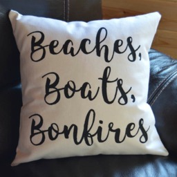 Beaches, Boats, & Bonfires Lake Quote Pillow Handmade Decorative Throw - thumbnail 3