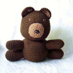 Crochet Baby Blanket, Blanket With Teddy Bear, Chocolate Tan Beige Shower Gift, For Boy - thumbnail 3