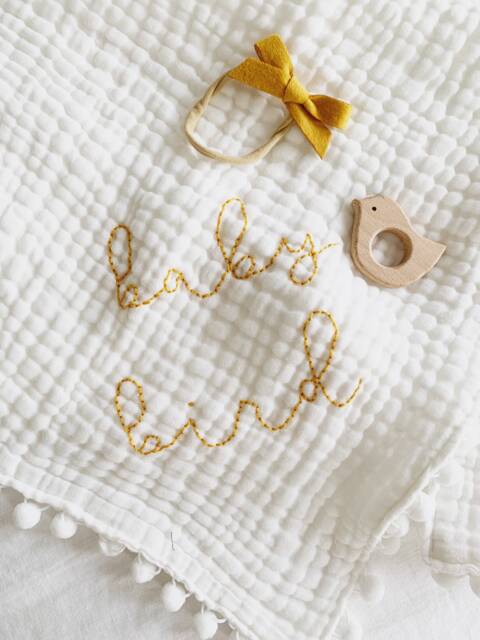 Cloud Pom Blanket Personalized Baby Blanket, Swaddle With Name, Blanket Name - image 1