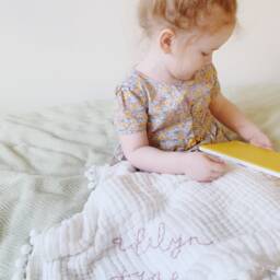 Cloud Pom Blanket Personalized Baby Blanket, Swaddle With Name, Blanket Name - thumbnail 3