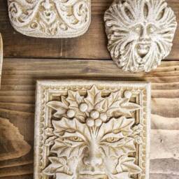 Lot Of 4 Green Man Leaf Face Home Garden Wall Plaque - thumbnail 3
