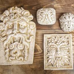 Lot Of 4 Green Man Leaf Face Home Garden Wall Plaque - thumbnail 2