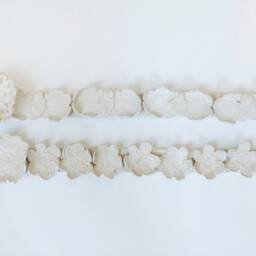 Handmade Ceramic Menorah Candle Holder - White Flowers Or Lace Hanukkah Decor Modern For - thumbnail 3