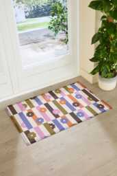 Elizabeth Olwen Petal Stripes Indoor Outdoor Doormat - Floral Stripe Entrance Rug Botanical Home Decor Housewarming Gift 90x60cm - thumbnail 1
