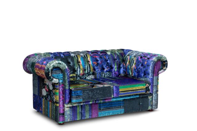 Chesterfield Velvet Two/Three Seater Sofa in Funky Patchwork - image 1