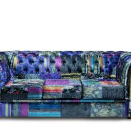 Chesterfield Velvet Two/Three Seater Sofa in Funky Patchwork - thumbnail 3