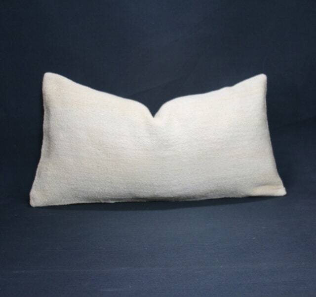 "Kilim Pillow, Wool Kilim Cousin From Anatolia , 30x60 cm, 12""x24" - image 1