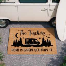 Home Is Where You Park It - Choose Your Own Camper Van Door Mat Personalized Outdoor Camping Gift Doormat With Family Name - thumbnail 1