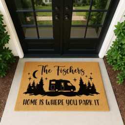Home Is Where You Park It - Choose Your Own Camper Van Door Mat Personalized Outdoor Camping Gift Doormat With Family Name - thumbnail 2