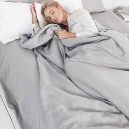 Light Gray Linen Bedding Set, Stonewashed Duvet Cover With Pillowcases Valentines Day Gift - thumbnail 3