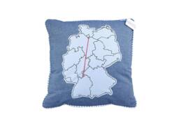 Pillowcase Cushion Cover Pillow Gift Long Distance Relationship Germany Map Blue Red Wool 38.5 X cm Fair Trade Ringelsuse