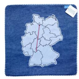 Pillowcase Cushion Cover Pillow Gift Long Distance Relationship Germany Map Blue Red Wool 38.5 X cm Fair Trade Ringelsuse - thumbnail 2
