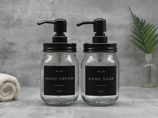 Glass Mason Jar Soap Dispenser Oil Rubbed Bronze Lid, Refillable 500Ml - image 1