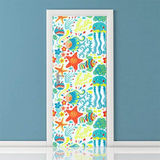 Fishes Wall Decal, Sticker, Underwater Ocean Door Decor, Decor Mural, Cover Wrap - image 1