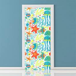 Fishes Wall Decal, Sticker, Underwater Ocean Door Decor, Decor Mural, Cover Wrap - thumbnail 1