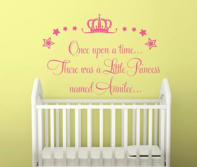 Personalised Nursery Wall Decal Once Upon A Time There Was Little Princess Sticker Girls Bedroom Baby Room Gift - image 1
