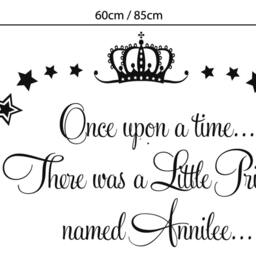 Personalised Nursery Wall Decal Once Upon A Time There Was Little Princess Sticker Girls Bedroom Baby Room Gift - thumbnail 2
