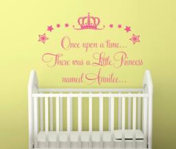 Personalised Nursery Wall Decal Once Upon A Time There Was Little Princess Sticker Girls Bedroom Baby Room Gift - thumbnail 1