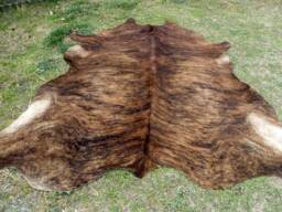 8x8 Brindle Brown Large New Cowhide Rug Natural Hair On - 6x6 Ft Size Approx Tri-Color Chocolate Tones Soft Carpet Cow Hide R-R N - thumbnail 1
