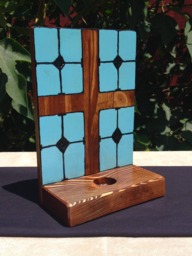 Cross Wall Sconce - Reclaimed Wood Tea Light Stand Stained Glass Faith Of Jerusalem Christian Medieval Spirituality