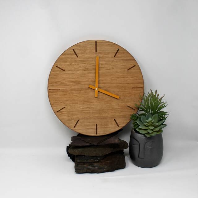 Large Wall Clock Modern Handmade Eco Friendly Oak Natural Wood Decor - image 1