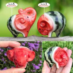 Watermelephants, Watermelon Elephant, Porcelain Elephant Figurines, Gifts For Mom - thumbnail 3