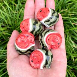 Watermelephants, Watermelon Elephant, Porcelain Elephant Figurines, Gifts For Mom - thumbnail 1