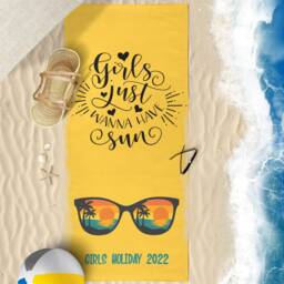 Personalised Beach Towel, Girls Holiday Towels, Hen Do Pool Custom Swim Party - thumbnail 3