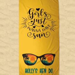 Personalised Beach Towel, Girls Holiday Towels, Hen Do Pool Custom Swim Party - thumbnail 2