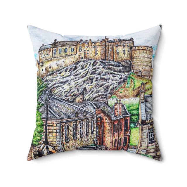 Spun Polyester Square Pillow - Edinburgh Vennel View Design - Gift, Decor, Art, House - image 1