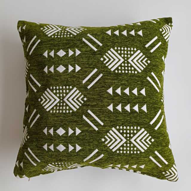 Moroccan Velvet Cushion Cover, Handmade Brocade Deep Green Pillow Case, Decorative 20''x20''/50x50 cm - image 1
