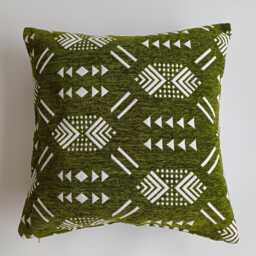 Moroccan Velvet Cushion Cover, Handmade Brocade Deep Green Pillow Case, Decorative 20''x20''/50x50 cm - thumbnail 1