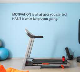 Motivation Is What Gets You Going. Habit Keeps Gym Wall Decal, Office Sign, Commercial Sticker - thumbnail 1