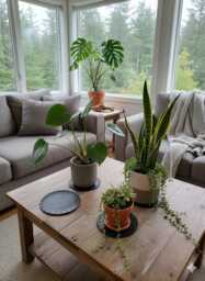 Set Of 4 Leather Plant Coasters - Table Protectors Large - thumbnail 1