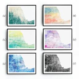Chicago Street Map Watercolor Art Print, , Illinois Print - thumbnail 2