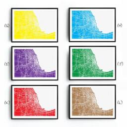 Chicago Street Map Watercolor Art Print, , Illinois Print - thumbnail 3