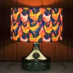 Bright Neon Chicken Print Velvet Lampshade 25cm 30cm 35cm 40cm 45cm - Drum Lamp Shade Handmade Home Decor Ceiling Chickens Hens County Farm - thumbnail 2