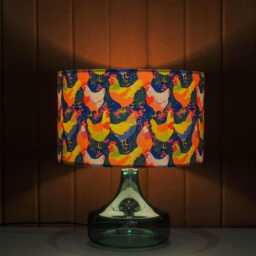 Bright Neon Chicken Print Velvet Lampshade 25cm 30cm 35cm 40cm 45cm - Drum Lamp Shade Handmade Home Decor Ceiling Chickens Hens County Farm - thumbnail 3