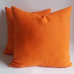 Set Of 2 Orange Cotton Canvas Pillow Covers Solid Decorative Throw Pillows - thumbnail 2