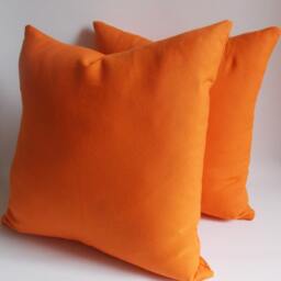 Set Of 2 Orange Cotton Canvas Pillow Covers Solid Decorative Throw Pillows - thumbnail 3